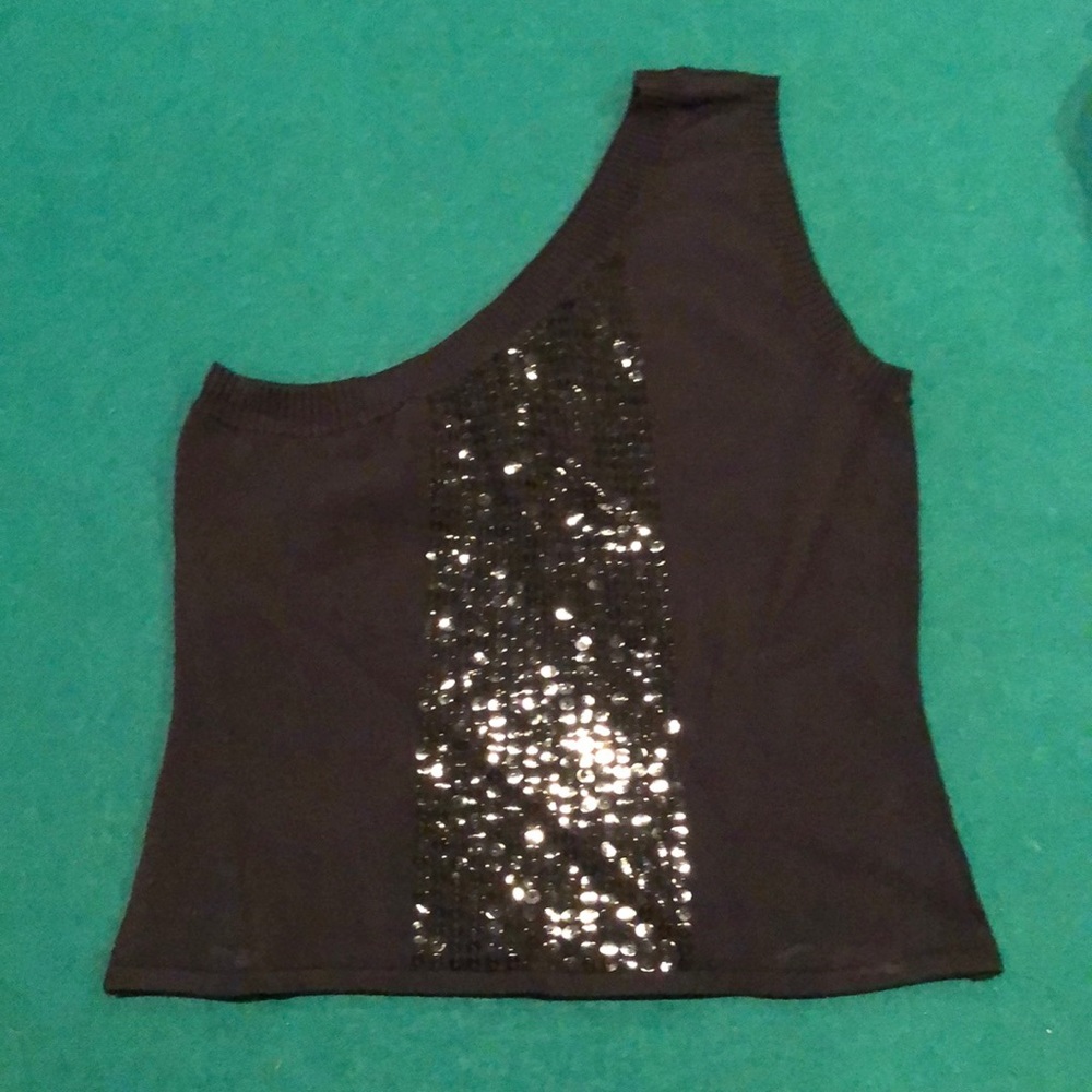MayentL S off the shoulder black sequin top